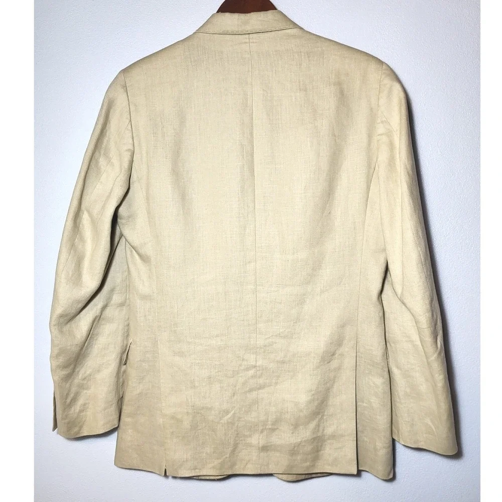 H&M Mens Linen Blend Blazer Beige Tan Two Button Peak Lapel Sport‎ Coat 36